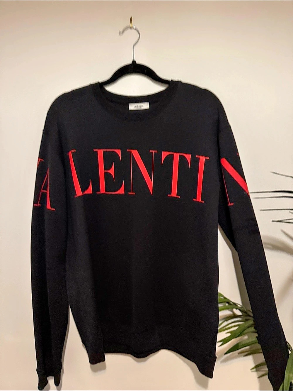 Valentino Black Cotton 'Made in Valentino' Print Sweatshirt